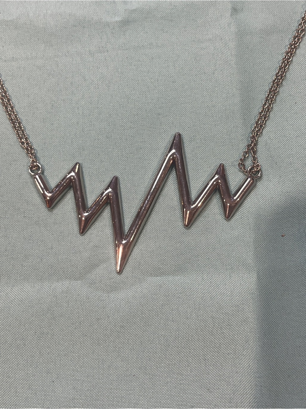 Silver-Tone Heartbeat Wave Pendant Necklace - Women Jewelry
